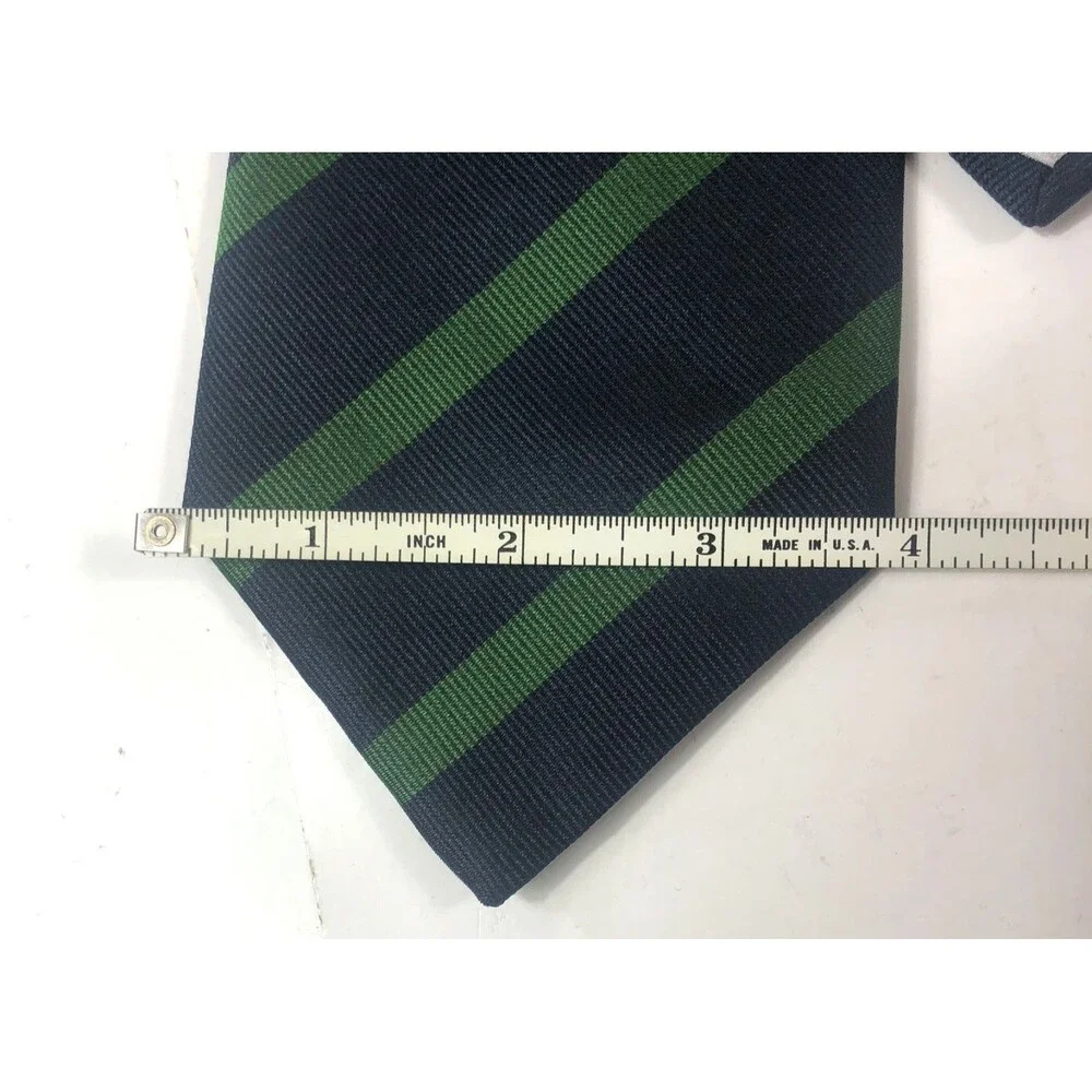 Vintage Angelo Stanganini Firenze Rep Silk Tie Navy Blue Green Stripe Italy